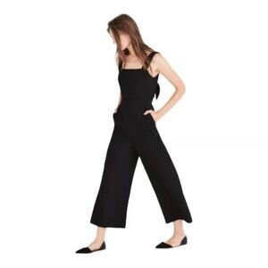 Madewell Apron Bow Back Black Jumpsuit in black, size 10